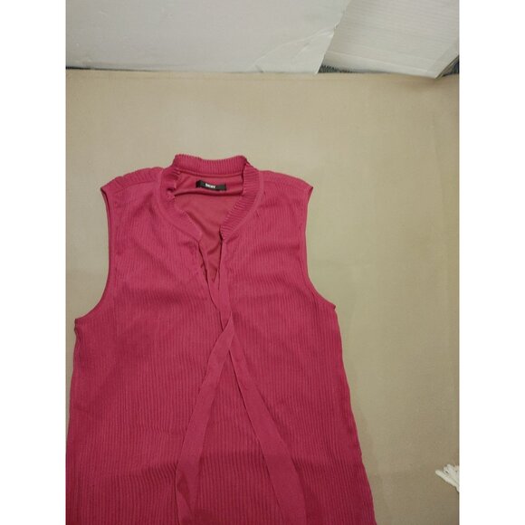 DKNY Solid Fuchsia Size 10 Tie Neck Pleated Dress - Picture 5 of 11